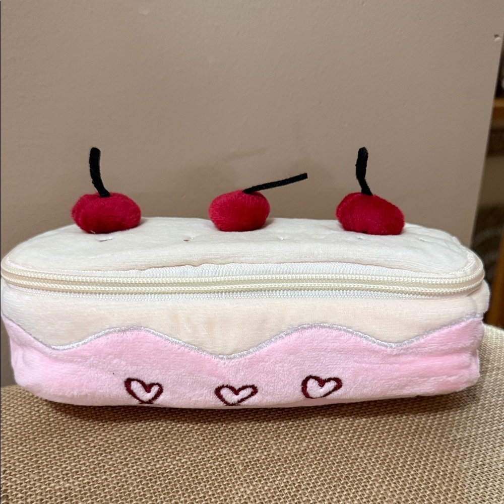 🍒 NEW Plush Pink Cherry Cake Pencil Case - Kids Accessories cosmetic Pencil